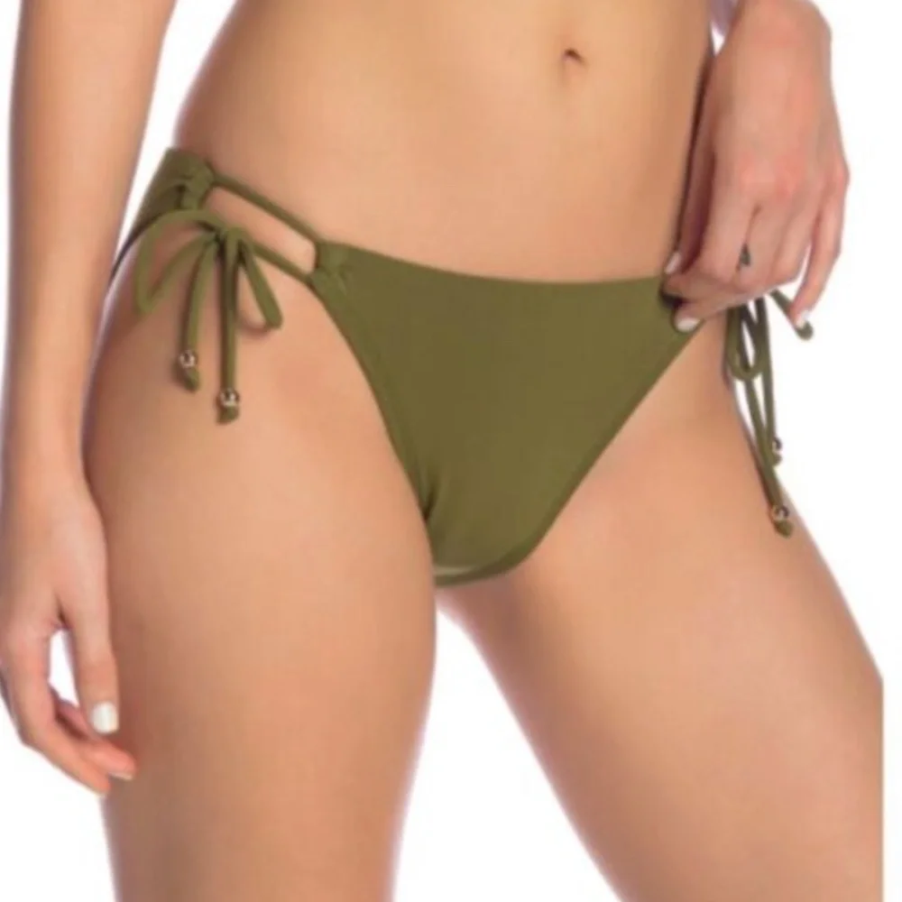 NEW Robin Piccone [ Large ] Luca‎ Side Tie Bikini Bottoms in Green